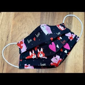 Meow Woof Love Fest Valentines Pleated Face Mask
